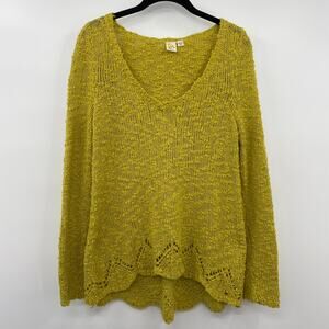 Sparrow Anthropologie Sweater Popcorn Knit V Neck High Low Womens Small